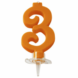 CANDELINA MINI 7 cm ARANCIO FLUO numero 3 *