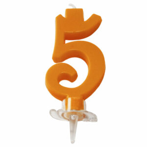 CANDELINA MINI 7 cm ARANCIO FLUO numero 5 *