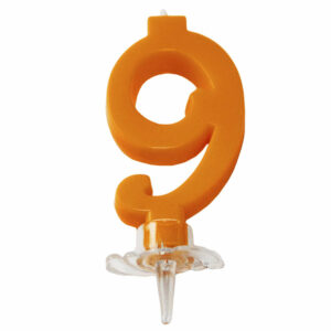 CANDELINA MINI 7 cm ARANCIO FLUO numero 9 *