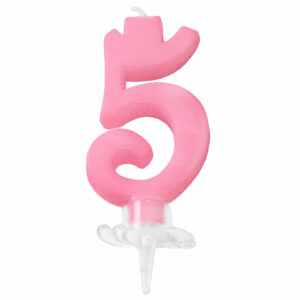 CANDELINA MINI 7 cm ROSA numero 5 *