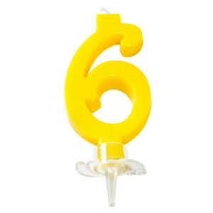 CANDELINA MINI 7 cm GIALLO numero 6 *