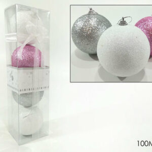 4 Palle 100 mm colore Rosa Bianco Argneto – Glitter *