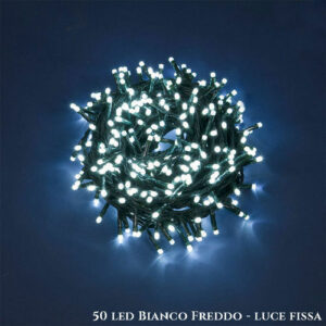 50 Led Luce Fissa Bianco Freddo – cavo 4,90 mt – uso interno *