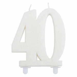 Candelina numero 40 Bianco Glitter 12 cm *