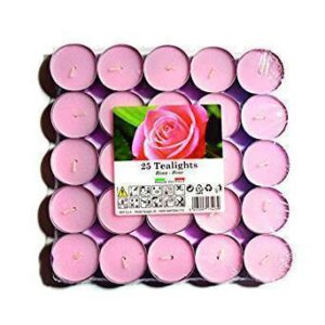 Candele Tealights Rosa Profumo di Rose 25 pz*