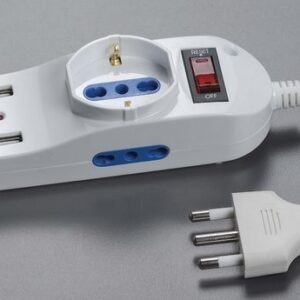 Multipresa 3 Posti con interruttore – 1 presa Schuko e 2 USB *