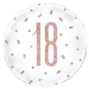 Palloncino Mylar 18” 45 cm Bianco a Pois Num. 18 Rosa Gold