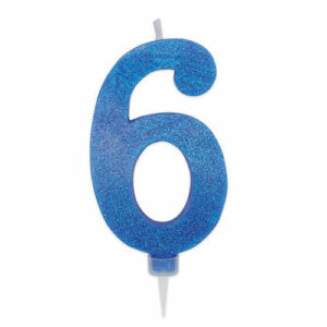 Candela Max Numero 6 Blu Glitter*