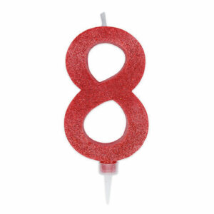 Candela Max Numero 8 Rosso Glitter*