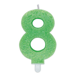 Candela Numero 8 Verde Glitter*