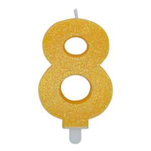 Candela Numero 8 Giallo Glitter*