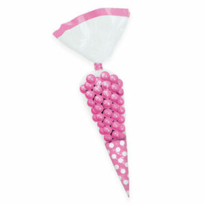 Sacchetti Cono Portacaramelle 25 cm Pois Rosa 10 pz*