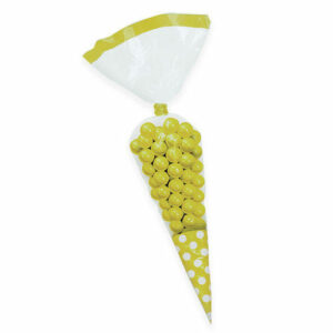 Sacchetti Cono Portacaramelle 25 cm Pois Giallo 10 pz*