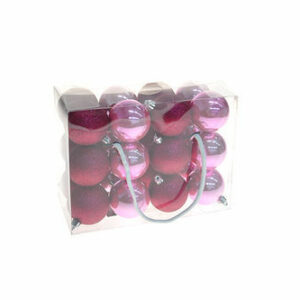 Box 24 Palline di Natale Fucsia Perlato/Glitter 6 cm