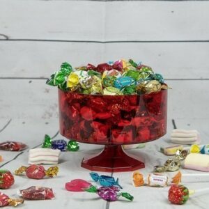 Alzatina Rossa in Plastica Trasparente per Confettata