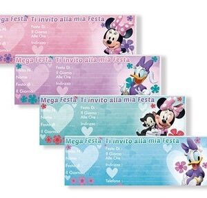 Biglietti Invito Minnie ad assegno 21×7 cm 15 pz colori assortiti *