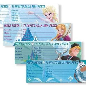 Biglietti Invito Frozen ad assegno 21×7 cm 15 pz colori assortiti *