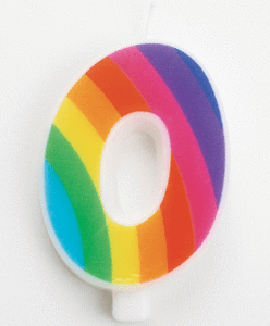 Candela 9,5 cm Scintillante Numero 0 Rainbow *