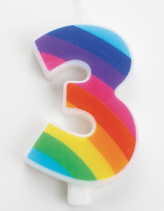 Candela 9,5 cm Scintillante Numero 3 Rainbow *