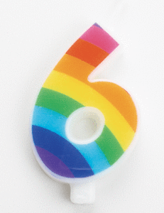 Candela 9,5 cm Scintillante Numero 6 Rainbow *