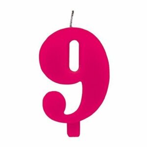 Candela 9,5 cm Scintillante Numero 9 Fucsia*