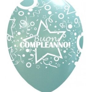 Palloncini in Lattice 12” 30 cm Celeste con Stampa Compleanno 100 pz *