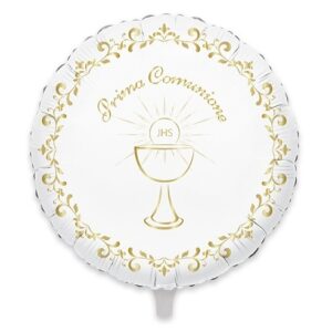 Palloncino Mylar Tondo Oro Metallizzato Comunione 45 cm *