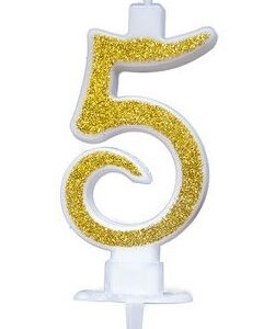 Candela 7 cm Glitter Oro numero 5 *