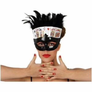 Maschera Carte da Poker con Piume *