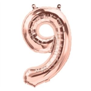 PALLONCINO MYLAR 41 cm ROSA GOLD numero 9*