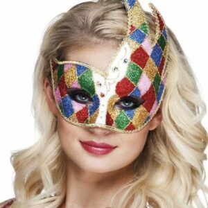 Maschera Donna Veneziana Arlecchino*