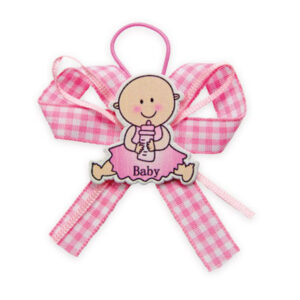 Fiocco con Applicazione baby Rosa 4×3 cm 12 Pezzi*