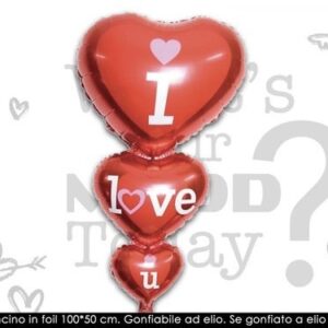 Palloncino Mylar I love you Cuori Rossi 100×50  cm *