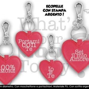 Portachiave a cuore in Pelle Sintetica 6×6,5 cm *