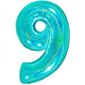 Palloncino Mylar Glitter 100 cm Acqua Marina numero 9*