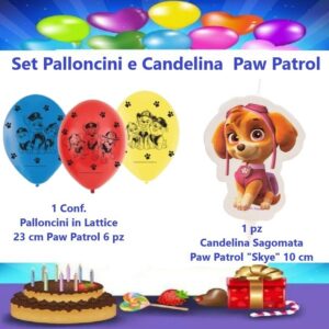 Set Paw Patrol palloncini e Candelina Skye