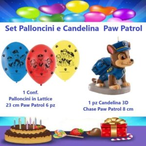 Set Paw Patrol palloncini e Candelina 3D