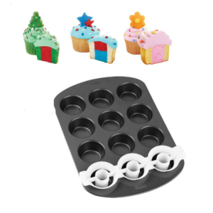 Stampo Antiaderente per 12 Cupcake con Inserto a Scacchiera 12 pz – 27×40 cm