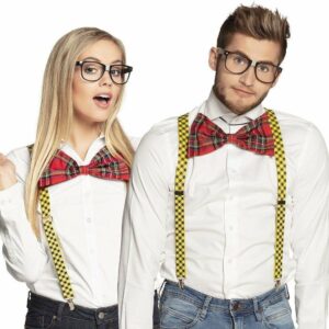 Kit accessori nerd – Occhiali Papillon e Bretelle *