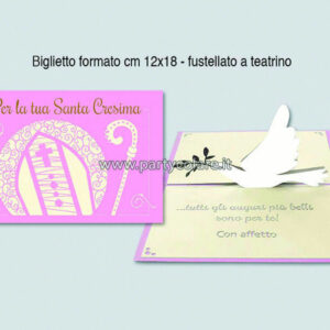 Biglietto Auguri Pop-Up 12×18 cm Rosa Santa Cresima *