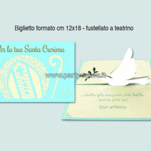 Biglietto Auguri Pop-Up 12×18 cm Azzurro Santa Cresima *