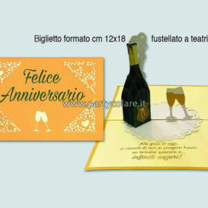 Biglietto Auguri Pop-Up 12×18 cm Felice Anniversario *