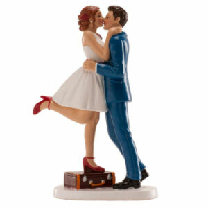 Cake Topper Matrimonio – Sposi Bacio con Valigia 16 cm