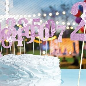 Cake Topper Numero 2 Rosa glitter 34,5×9 cm *