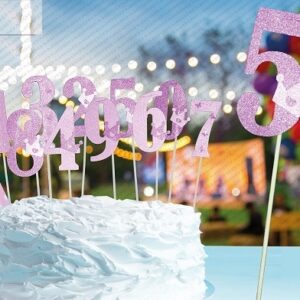 Cake Topper numero 5 Rosa glitter 34,5×9 cm *