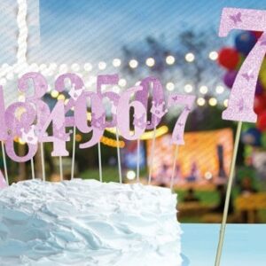 Cake Topper numero 7 Rosa glitter 34,5×9 cm *