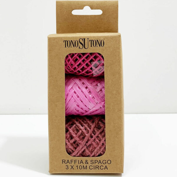 Box 3 Bobine 10 mt Corda - Raffia - Juta Rosa