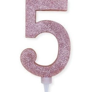 Candela Numero 5 Rosa Gold Glitter 15 cm *