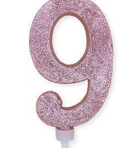 Candela Numero 9 Rosa Gold Glitter 15 *