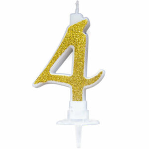 Candela 7 cm Glitter Oro numero 4 *